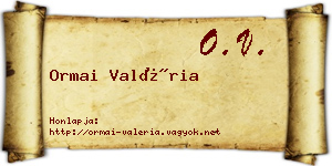 Ormai Valéria névjegykártya