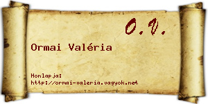 Ormai Valéria névjegykártya
